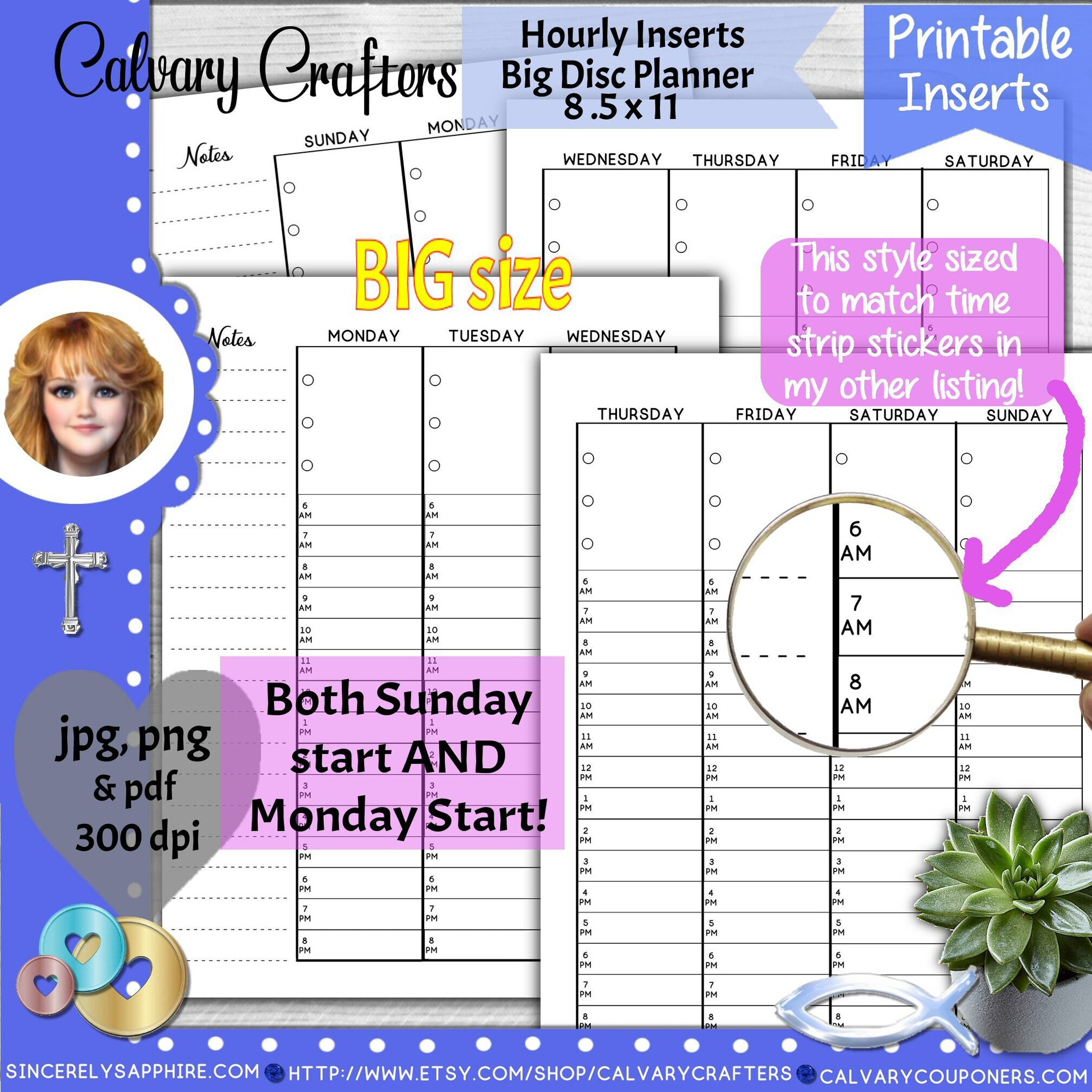 BIG Happy Planner HOURLY PRINTABLE Inserts Pages Style 2 Etsy
