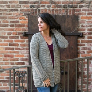 Beginner Crochet Cardigan Sweater Pattern, Bulky Yarn, Maylee Sweater by Teal & Finch, Women's XS, S, M, L, XL, 2X image 3