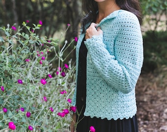 Emmeline Cardigan Crochet Pattern, Women's Sizes XS, S, M, L, XL, 2X