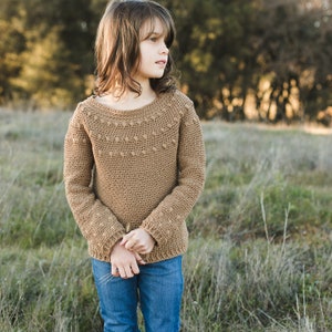 Dahlia Sweater Crochet Pattern, Long AND Short Sleeve, Child Sizes 4, 6, 8/10, Women's XS, S, M, L, XL, 2X, 3X image 1