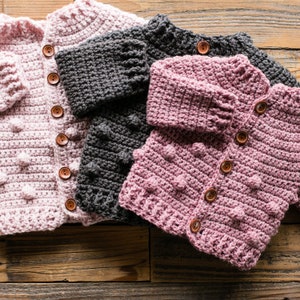 Baby, Child Sweater, Crochet Pattern, Rylan Cardigan, Bobbles, Sizes 3/6, 12, 18 Months, 2T, 4T, 6 image 3