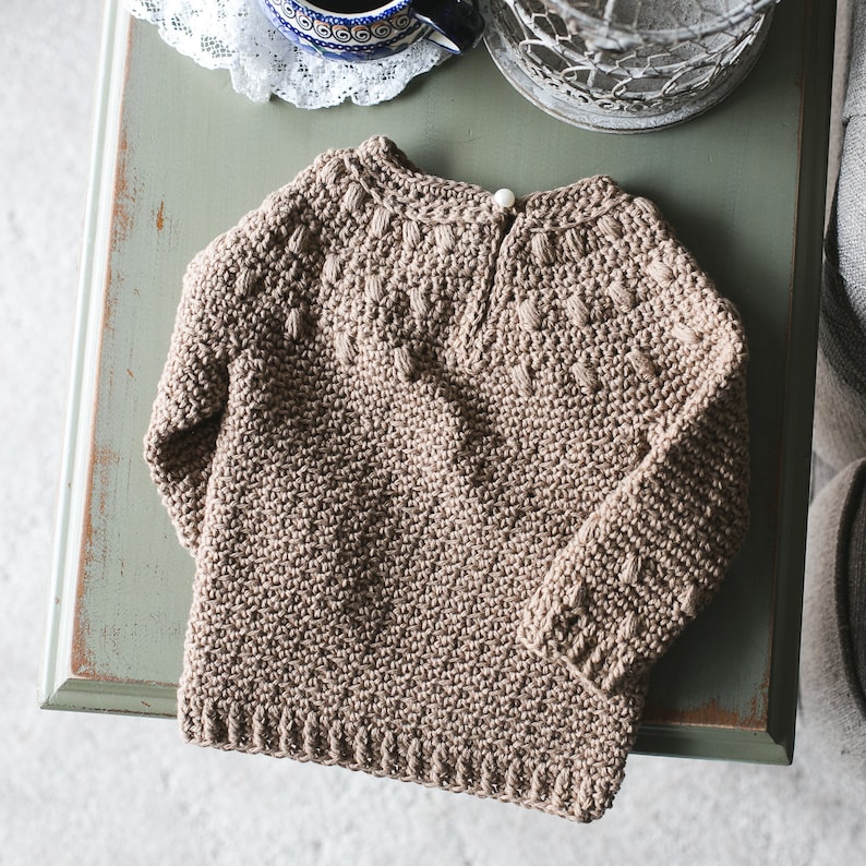 Dahlia BABY Sweater Crochet Pattern, Long and Short Sleeve, Sizes 0-6 Months, 6-12 Months, 12-24 Months, 2T image 10