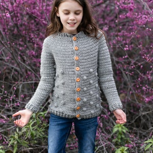 Big Kids and Teen Sweater, Crochet Pattern, Rylan Cardigan, Bobbles, Sizes 8, 10, 12, 14, 16 image 8