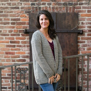 Beginner Crochet Cardigan Sweater Pattern, Bulky Yarn, Maylee Sweater by Teal & Finch, Women's XS, S, M, L, XL, 2X image 4