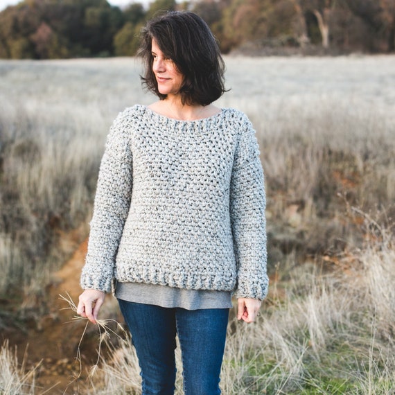 Crochet Sweater Pattern Super Bulky Yarn Quick Easy Cozy Day Sweater Women S Sizes Xs S M L Xl 2x
