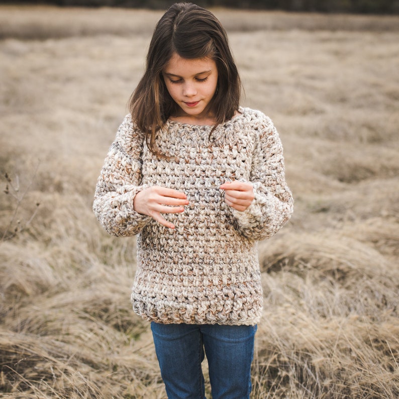 Child Crochet Sweater Pattern, Super Bulky Yarn, Quick, Easy, Cozy Day Child Sweater, Child Sizes 2, 4, 6, 8, 10, 12 image 6