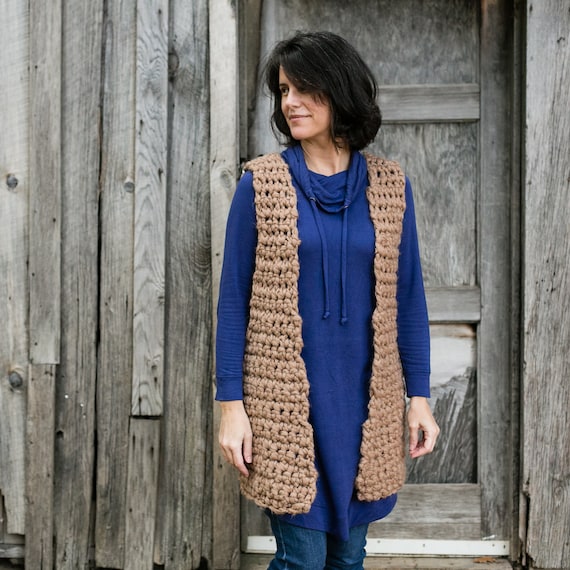 Jumbo giant Yarn Vest Crochet Pattern Child Women and Plus Sizes Analee Vest Etsy Canada