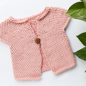 Tunisian Crochet Baby Sweater Pattern, Taytem, Sizes 3 months, 6, 12, 18 Months, Short or Long Sleeves, Gender Neutral, Unisex image 2