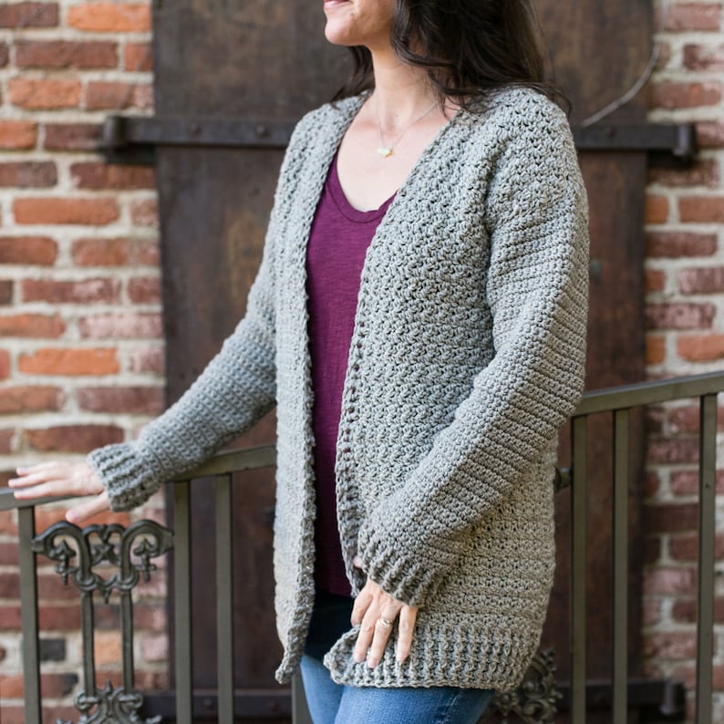 Beginner Crochet Cardigan Sweater Pattern, Bulky Yarn, Maylee Sweater by Teal & Finch, Women's XS, S, M, L, XL, 2X image 9