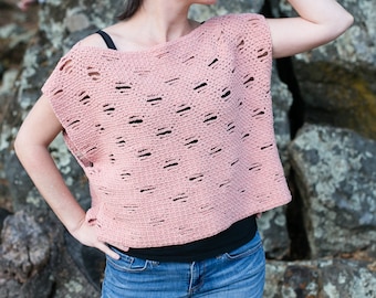 Coral Skies Top Crochet Pattern, 4 Women's Sizes: XS/S, M/L, 1X/2X, 3X/4X