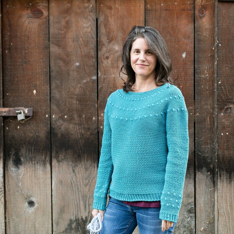 Dahlia Sweater Crochet Pattern Long AND Short Sleeve Child image 3