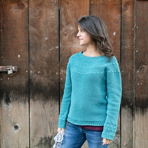 Dahlia Sweater Crochet Pattern Long AND Short Sleeve Child image 4