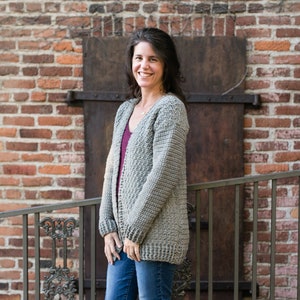 Beginner Crochet Cardigan Sweater Pattern, Bulky Yarn, Maylee Sweater by Teal & Finch, Women's XS, S, M, L, XL, 2X image 10