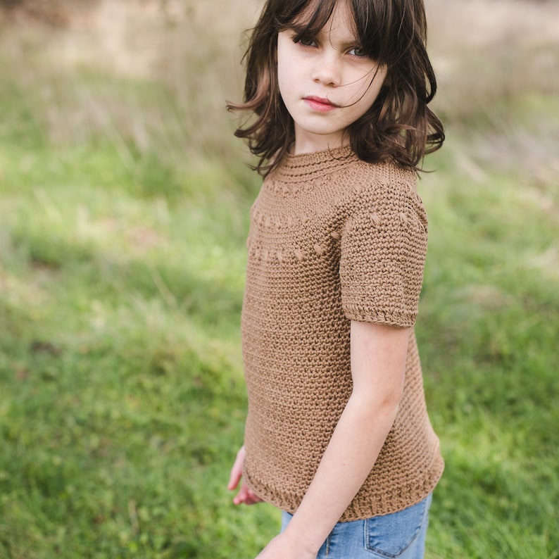 Dahlia Sweater Crochet Pattern, Long AND Short Sleeve, Child Sizes 4, 6, 8/10, Women's XS, S, M, L, XL, 2X, 3X image 7