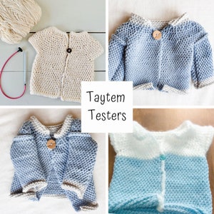 Tunisian Crochet Baby Sweater Pattern, Taytem, Sizes 3 months, 6, 12, 18 Months, Short or Long Sleeves, Gender Neutral, Unisex image 4