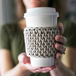 Tunisian Crochet Coffee Sleeve Pattern, Coffee Cozy with Bulky Yarn, PDF image 1