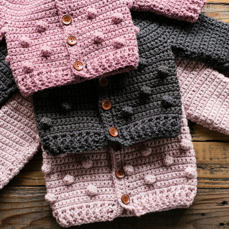 Baby, Child Sweater, Crochet Pattern, Rylan Cardigan, Bobbles, Sizes 3/6, 12, 18 Months, 2T, 4T, 6 image 5