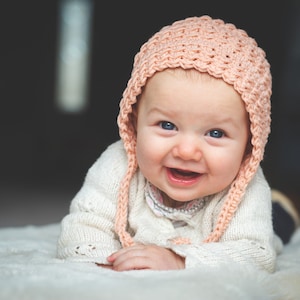 Hadlee Bonnet Crochet Pattern, Newborn, Baby, Toddler, and Child Sizes