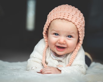 Hadlee Bonnet Crochet Pattern, Newborn, Baby, Toddler, and Child Sizes