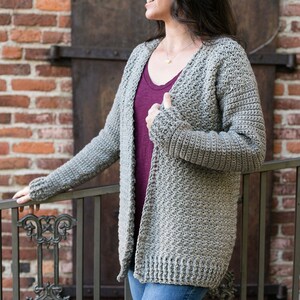 Beginner Crochet Cardigan Sweater Pattern, Bulky Yarn, Maylee Sweater by Teal & Finch, Women's XS, S, M, L, XL, 2X image 2