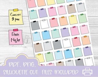 Half Box Planner Stickers, Erin Condren, Happy Planner, Post It Notes Stickers, Printable Planner Stickers, Note Pad Stickers, Cut Files