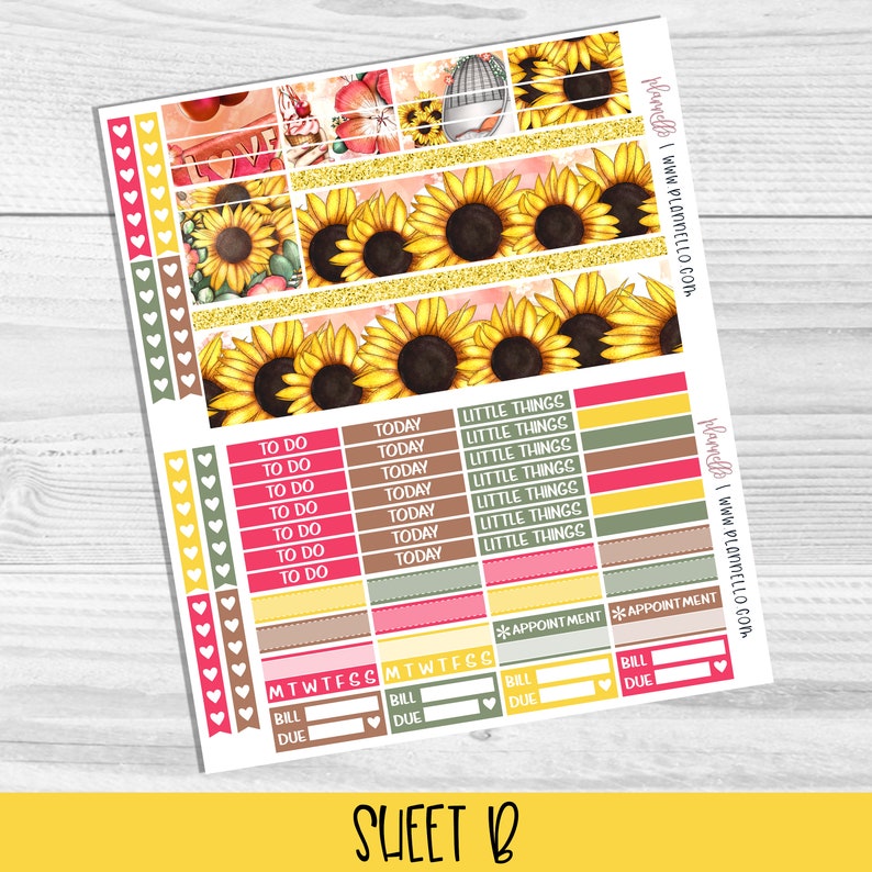 Sunflower Printable Planner Stickers Erin Condren Planner Etsy Canada