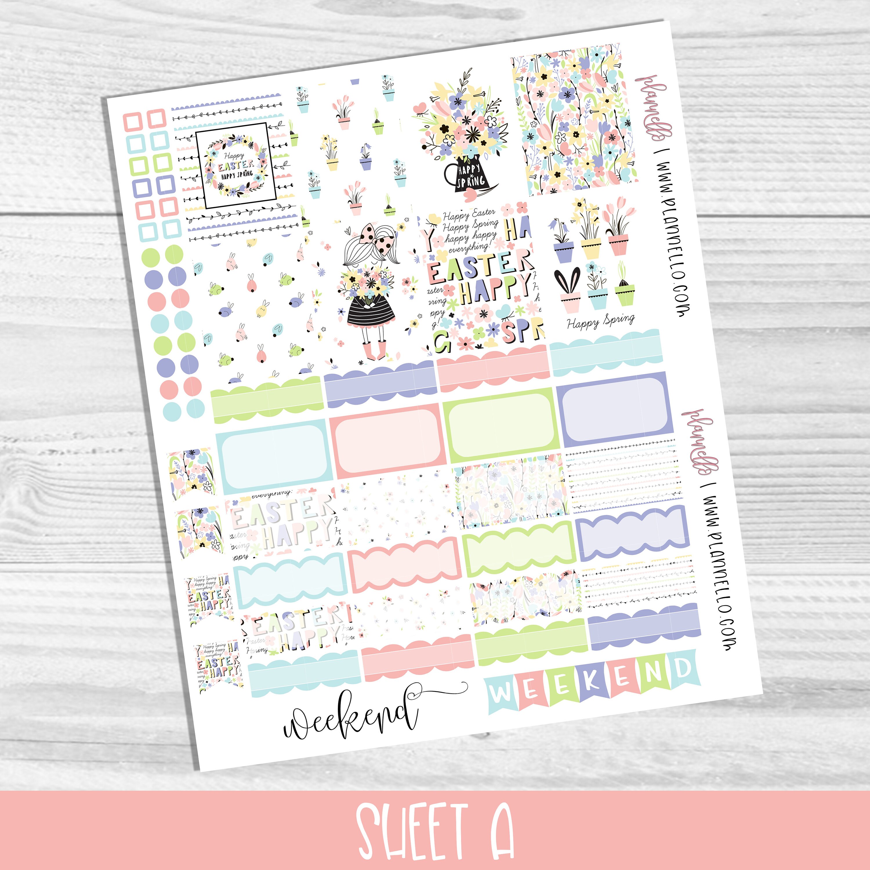 Spring Printable Weekly Kit, Erin Condren Planner Stickers, Easter ...