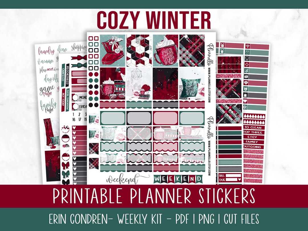 Cozy Winter Printable Planner Stickers, Erin Condren Planner Stickers ...