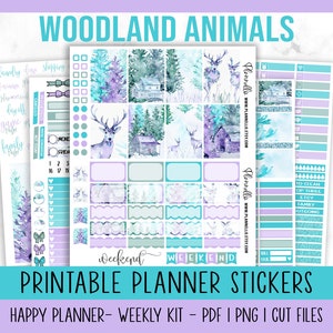 Winter Scenes, Happy Planner Printable Planner Stickers, Deer Planner Stickers, Vertical Weekly Kit, Weekly Planner Printable