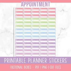 Appointment Printable Planner Stickers, Blank Appointment Stickers, Printable Stickers, Free Silhouette Cut File Included