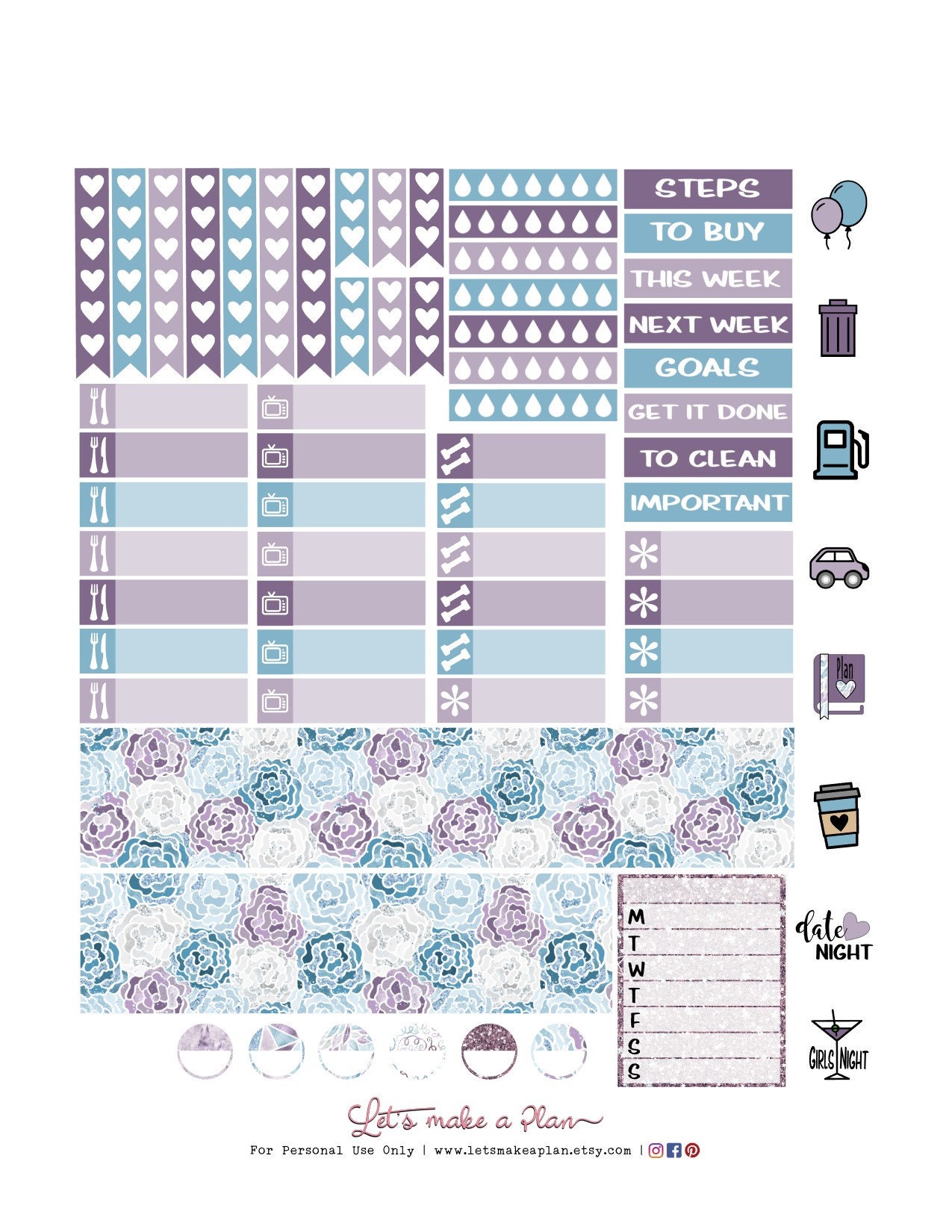 Fashion Floral Erin Condren Printable Planner Stickers - Etsy