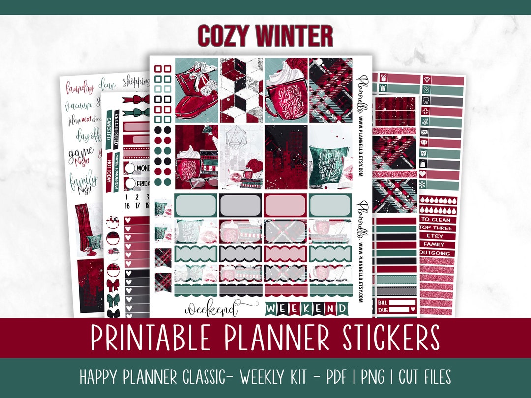 Cozy Winter, Happy Planner Printable Planner Stickers, Winter Planner ...