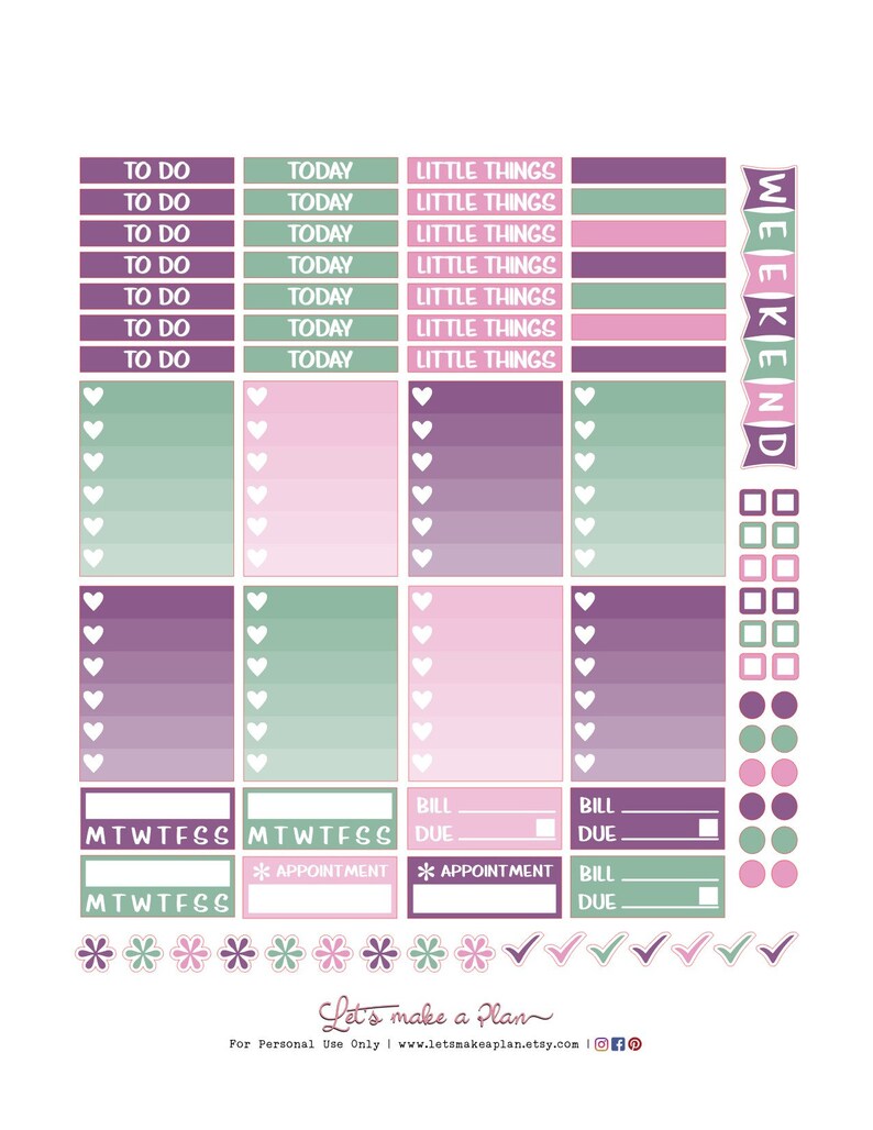 Sangria Roses, Erin Condren Printable Planner Stickers, Vertical Weekly ...