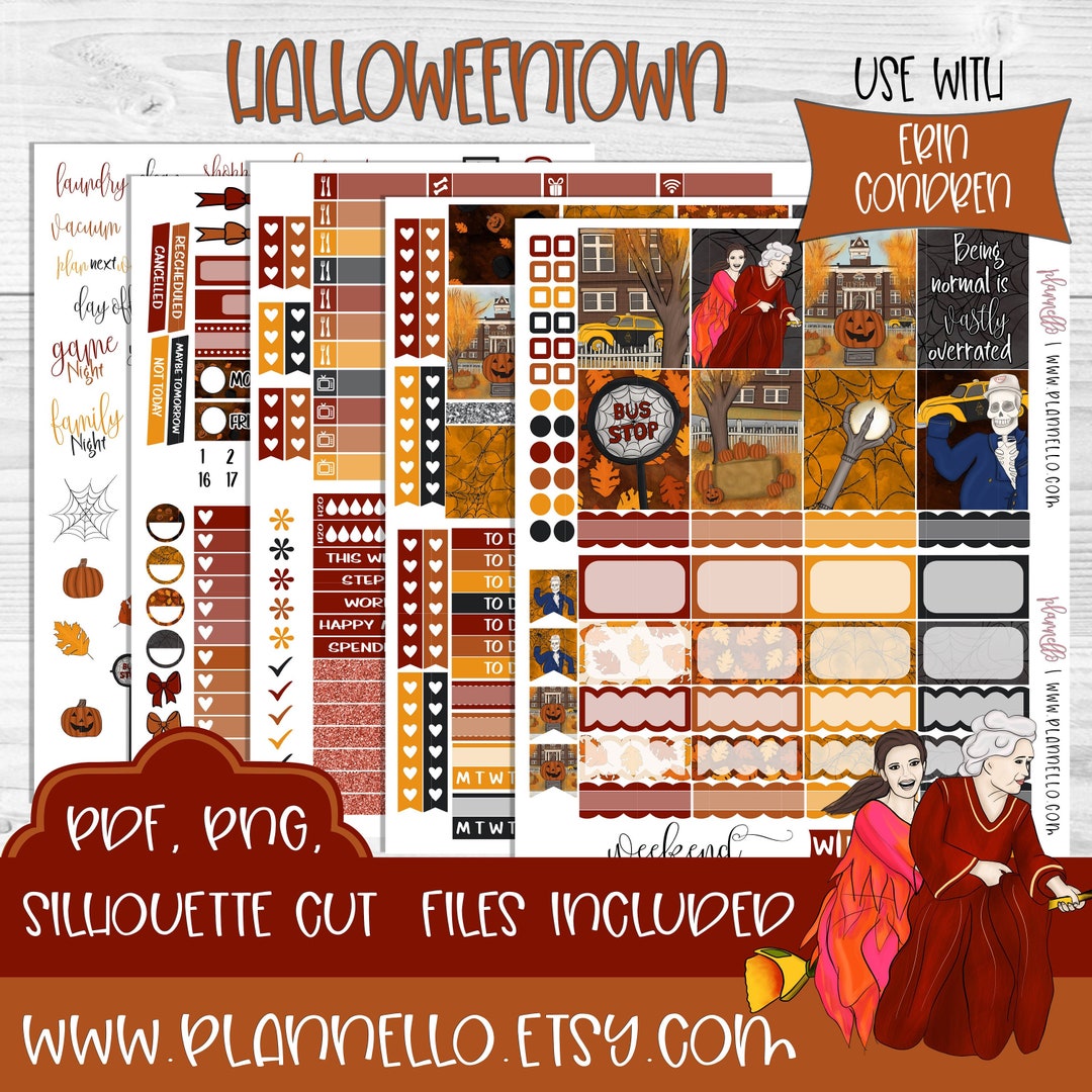 Halloween Weekly Kit Printable Planner Stickers Erin Condren - Etsy