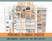 Cozy Fall Printable Planner Stickers, Autumn Weekly Kit, Fall Weekly Printable, Erin Condren Weekly Kit, Apple Cider Stickers, Cut Files