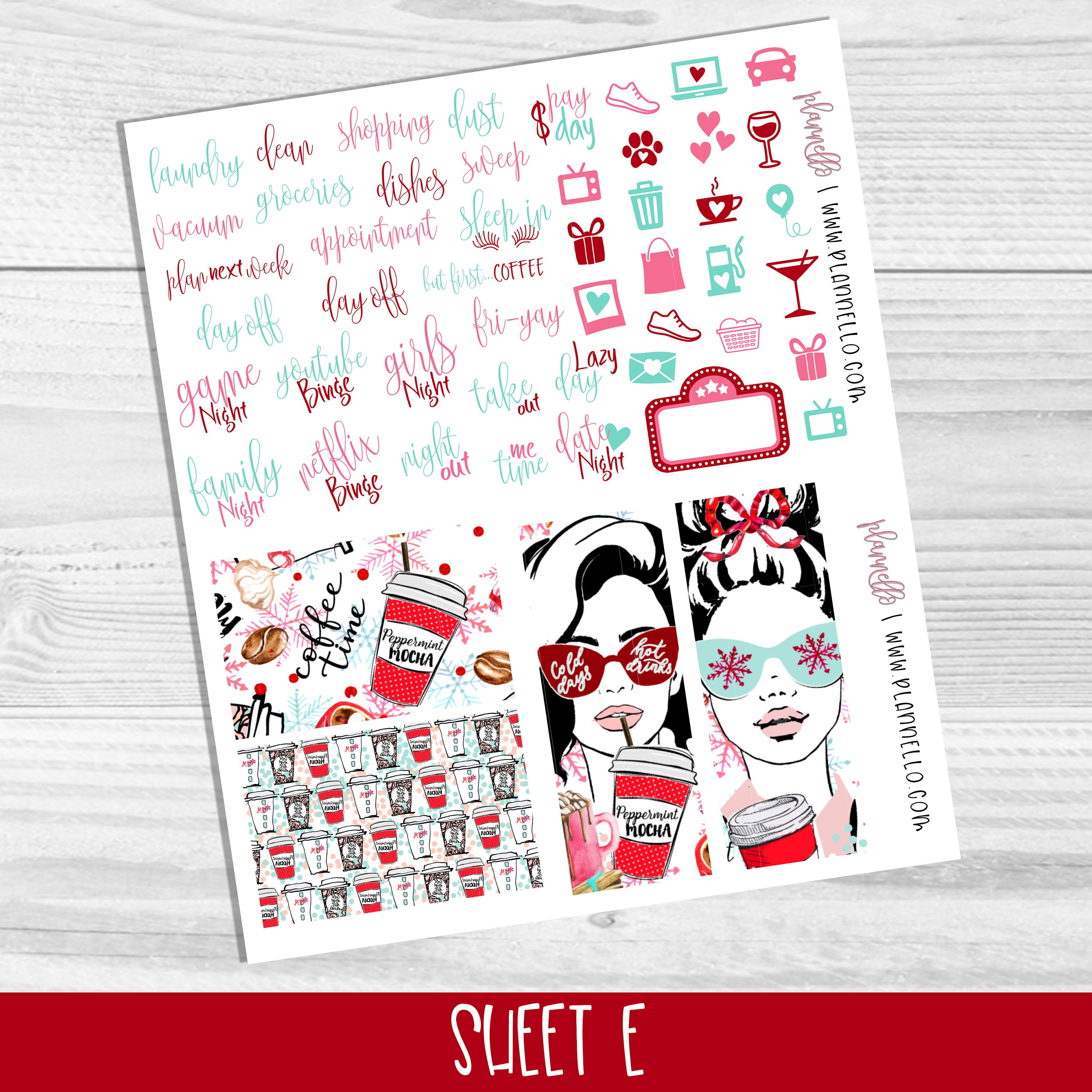 Peppermint Mocha Printable Planner Stickers, Erin Condren Stickers ...