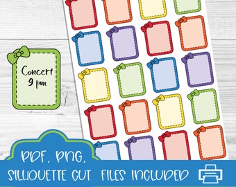 Full Box, Bow Box, Doodle Full Box, Printable Planner Stickers, Bright, Erin Condren, Planner Printables, Functional Stickers, Cut Files
