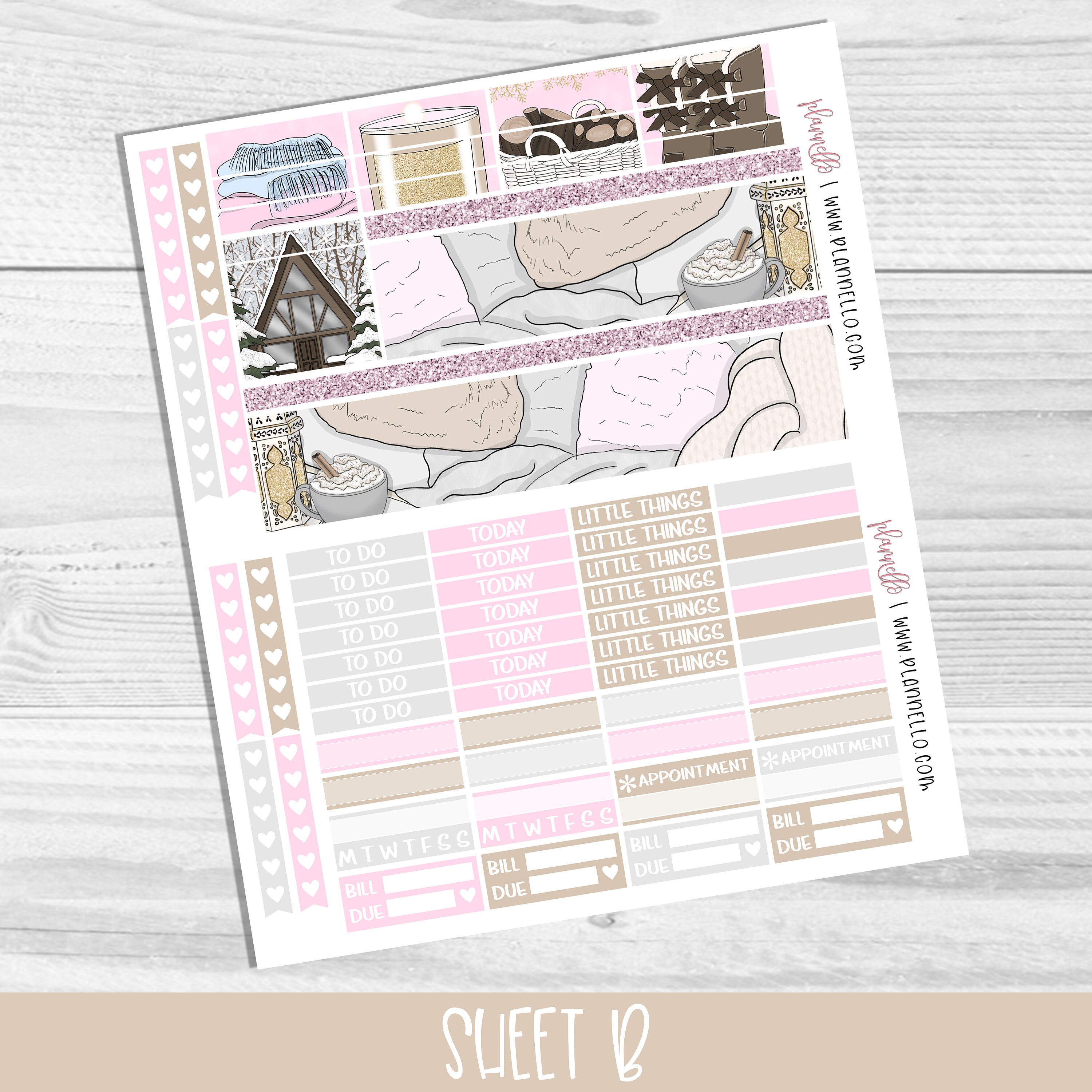 Winter Cabin Erin Condren Printable Planner Stickers Winter | Etsy
