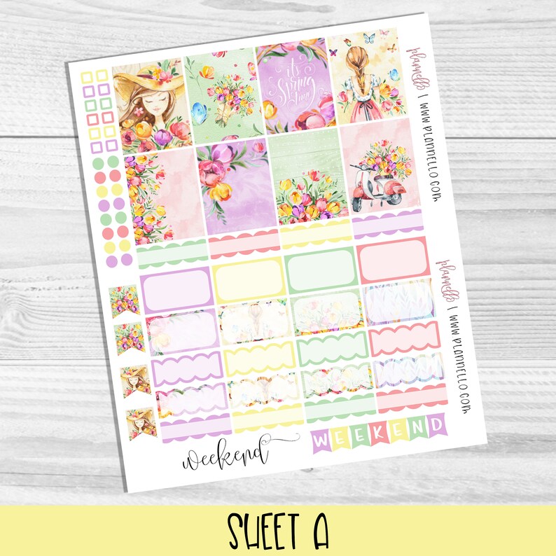 Spring Flowers Printable Planner Stickers Tulips Weekly | Etsy
