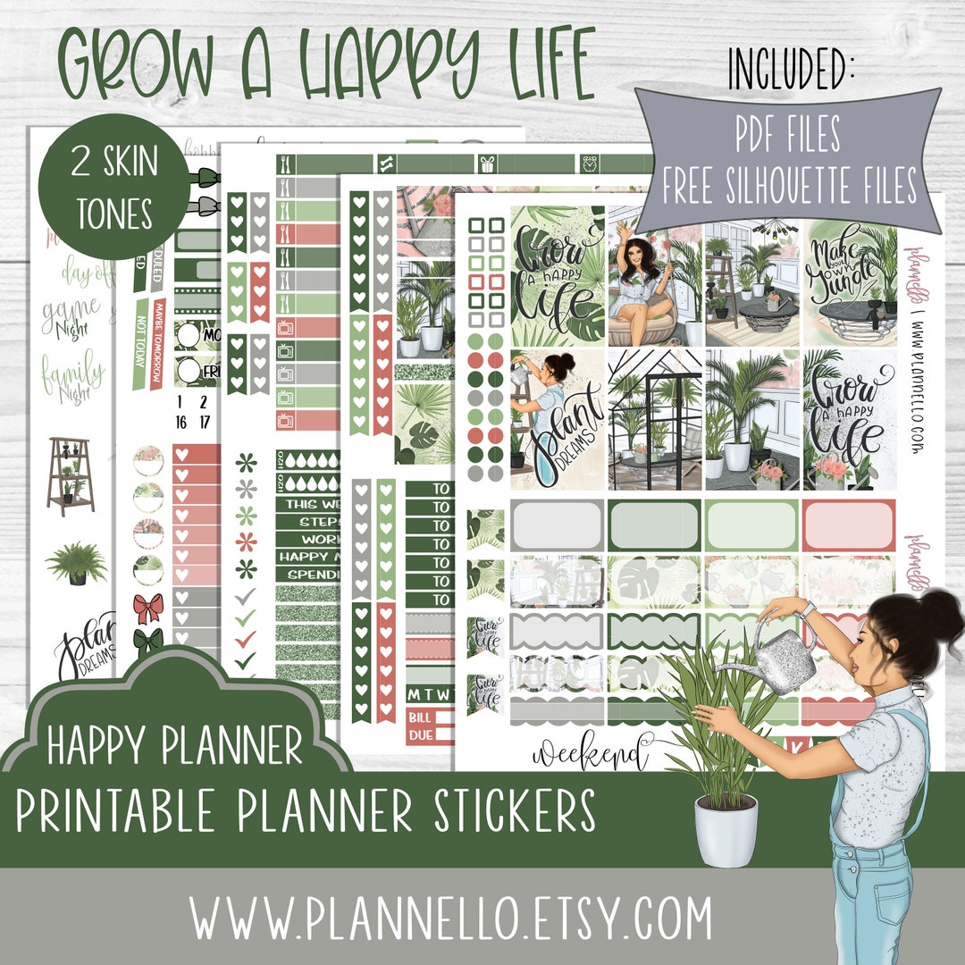 Grow A Happy Life Happy Planner Printable Planner Stickers - Etsy