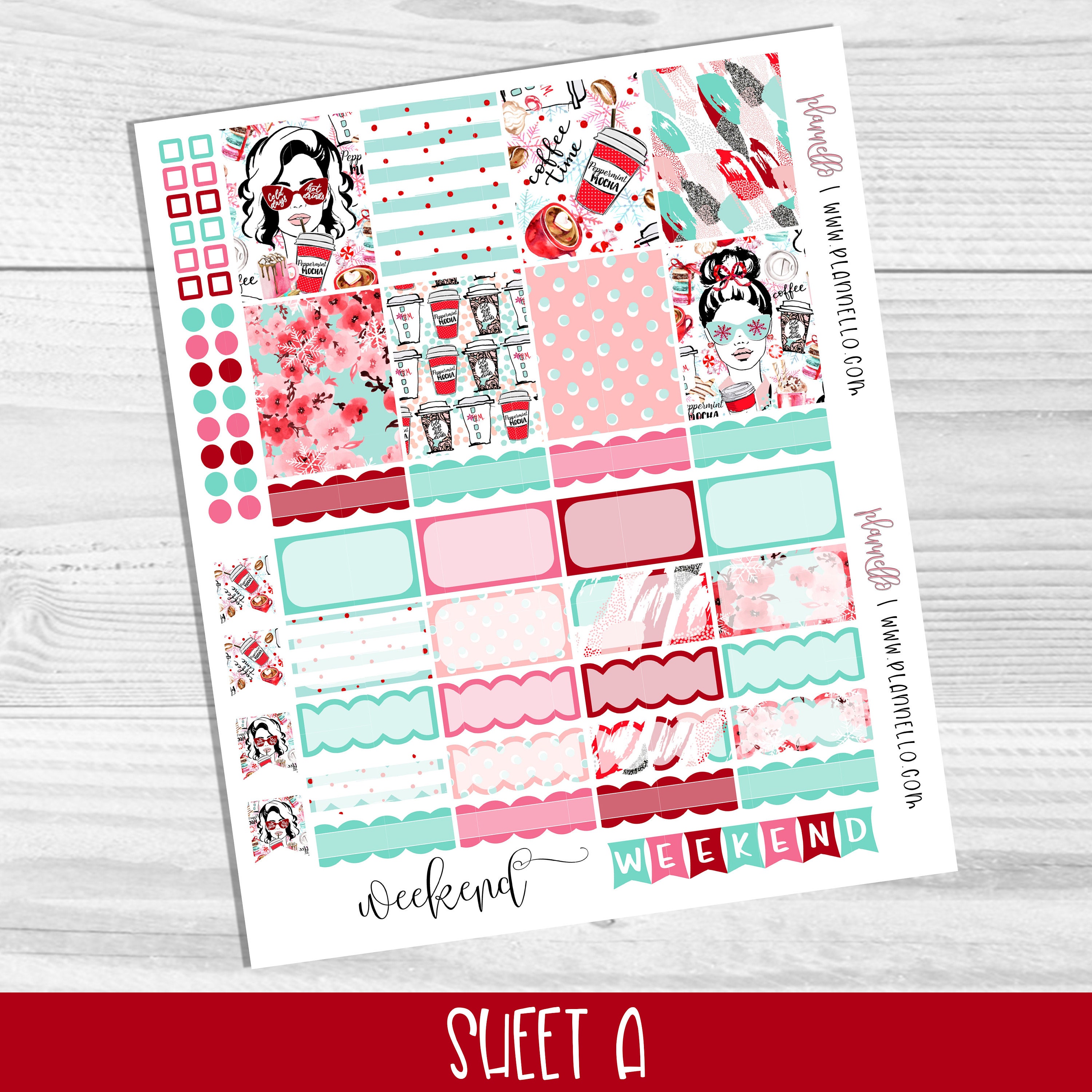 Peppermint Mocha Printable Planner Stickers, Erin Condren Stickers ...