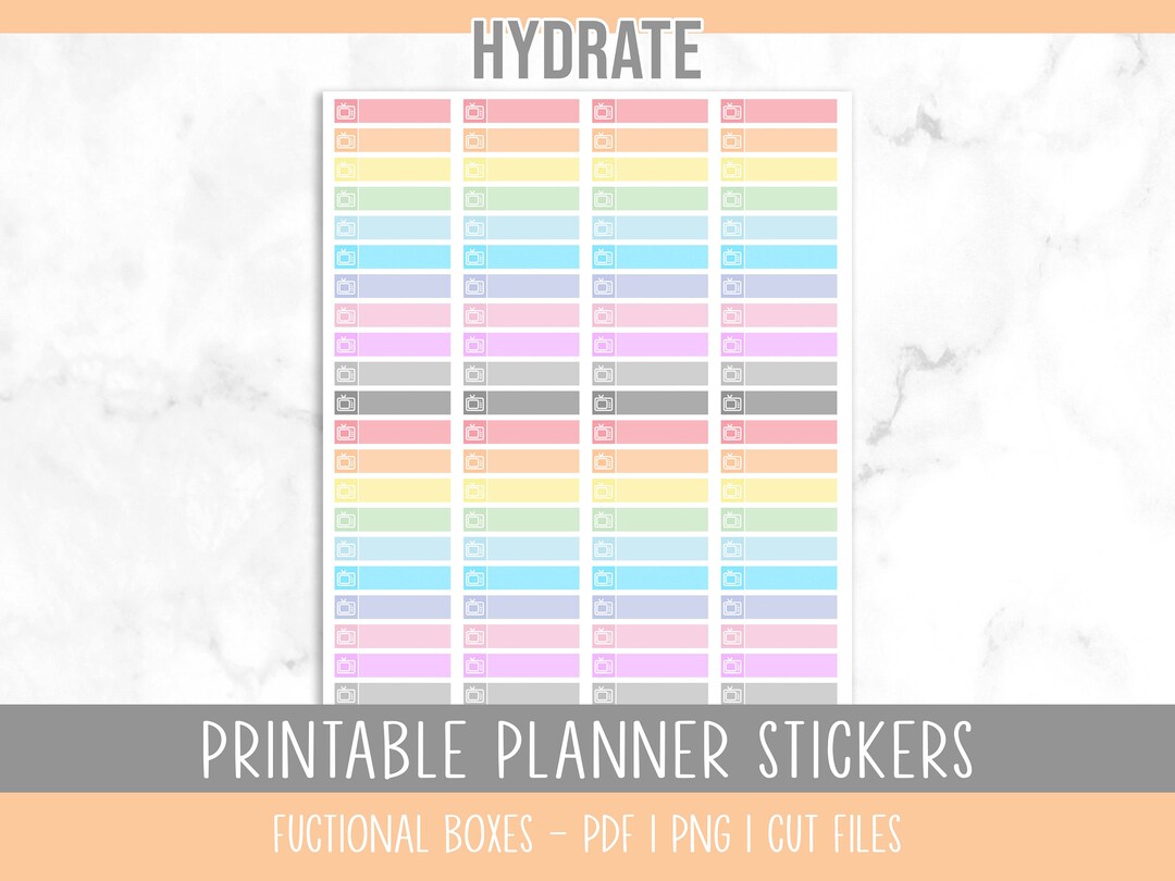 Hydrate Printable Planner Stickers, Erin Condren Planner Stickers, Hydrate Printable Stickers ...