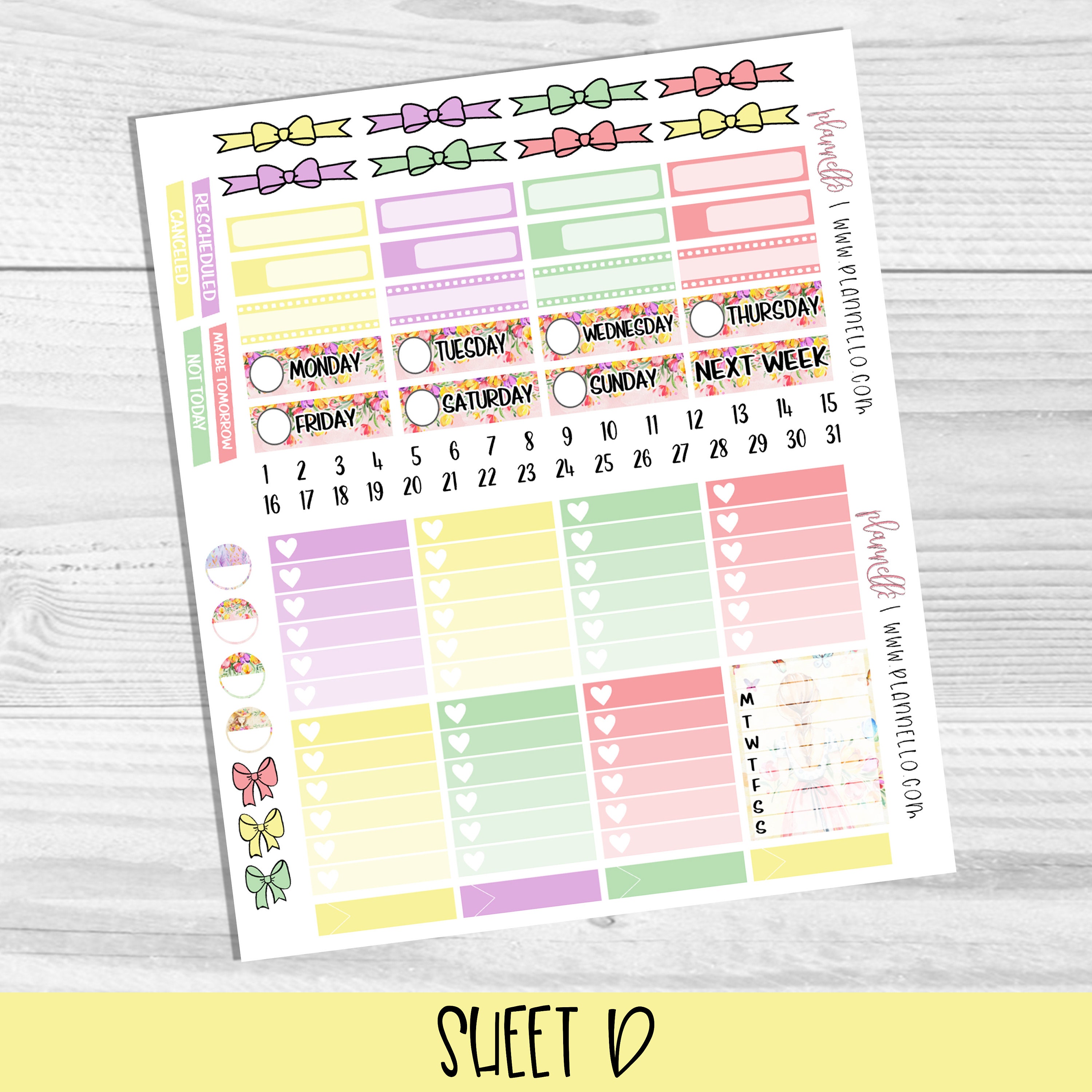 Spring Flowers Printable Planner Stickers, Tulips Weekly Kit, Planner ...