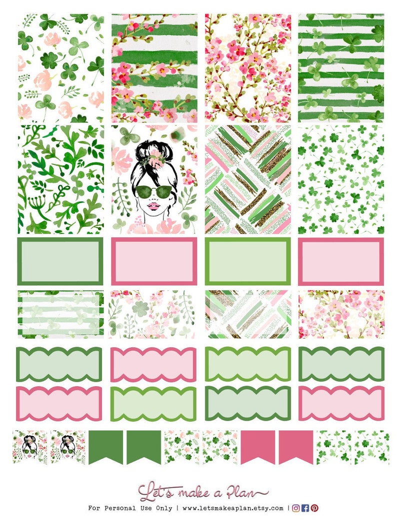 St Patrick's Day Erin Condren Printable Planner Stickers - Etsy