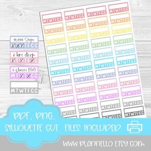 Habit Tracker pdf,  Printable Planner Stickers, Erin Condren Planner Stickers, Routine Stickers, Weekly Habit Stickers, Side Bar Stickers