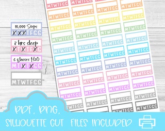 Habit Tracker pdf,  Printable Planner Stickers, Erin Condren Planner Stickers, Routine Stickers, Weekly Habit Stickers, Side Bar Stickers
