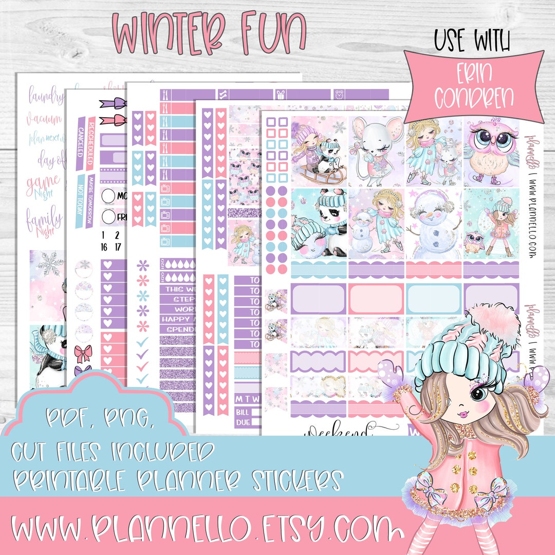 Winter Fun Erin Condren Printable Planner Stickers Winter - Etsy