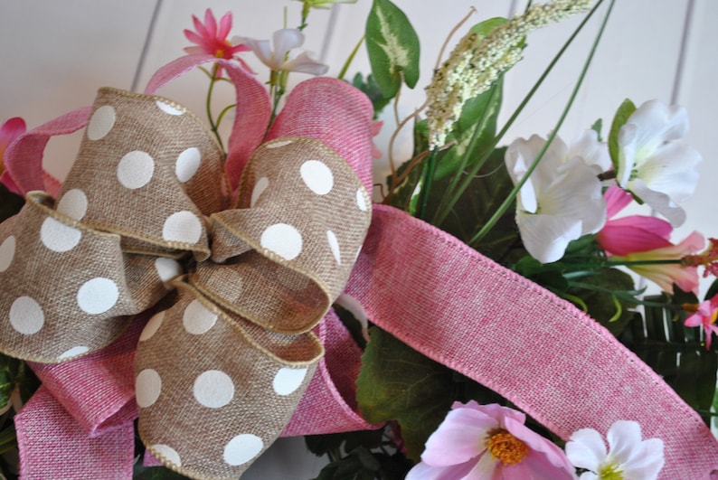 Door Wreath Everyday Wreath Pink Foral Wreath Burlap Wreath Spring Wreath Door Wreath Wedding Wreath Cottage Wreath Summer Wreath