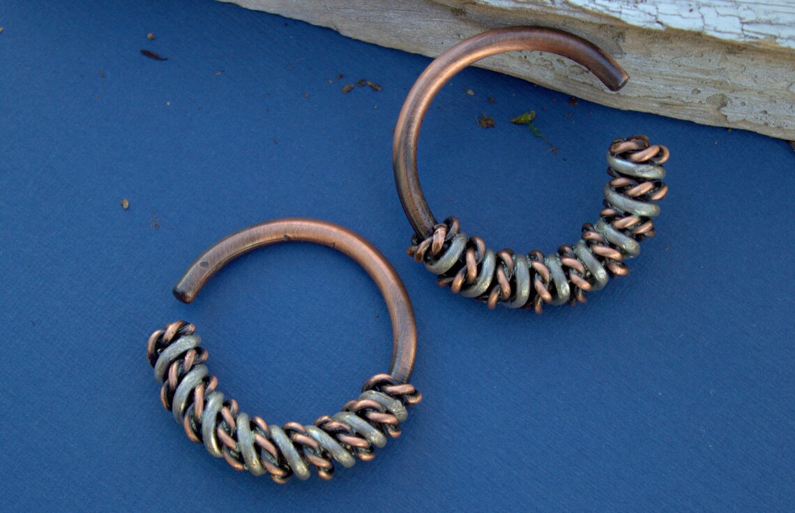 Ear Weights 8g Rustic Hoop Ear Weights Copper and Silver Etsy