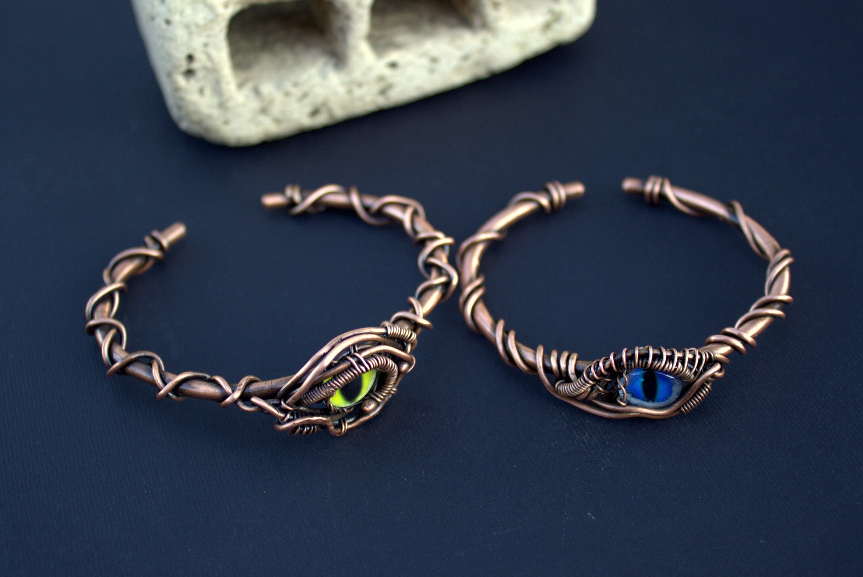 Dragon Eye Bracelet Wire Wrap Fantasy Bracelet Gothic Etsy